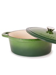 BergHOFF Neo 8QT Cast Iron Oval Covered Casserole, Green