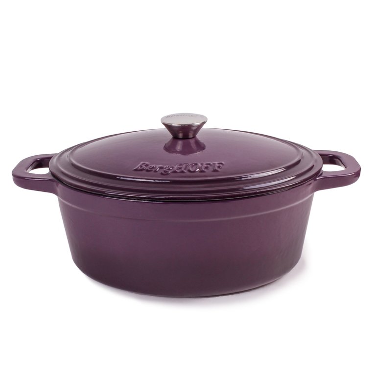 BergHOFF Neo 8QT Cast Iron Oval Covered Casserole, Purple - Purple