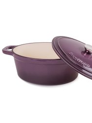 BergHOFF Neo 8QT Cast Iron Oval Covered Casserole, Purple