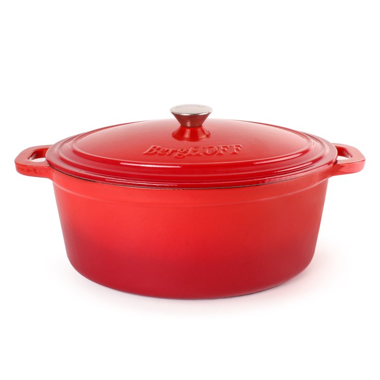 BergHOFF Neo 8QT Cast Iron Oval Covered Casserole, Red - Red