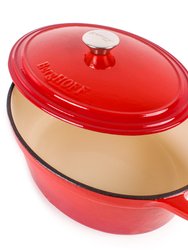 BergHOFF Neo 8QT Cast Iron Oval Covered Casserole, Red