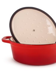 BergHOFF Neo 8QT Cast Iron Oval Covered Casserole, Red