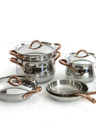 BergHOFF Ouro Gold 11Pc 18/10 Stainless Steel Cookware Set with Stainless Steel Lids - Stainless Steel