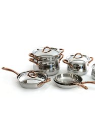 BergHOFF Ouro Gold 11Pc 18/10 Stainless Steel Cookware Set with Stainless Steel Lids
