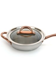BergHOFF Ouro Gold 18/10 SS 9.5" Deep Skillet with Two Side Handles and Glass Lid
