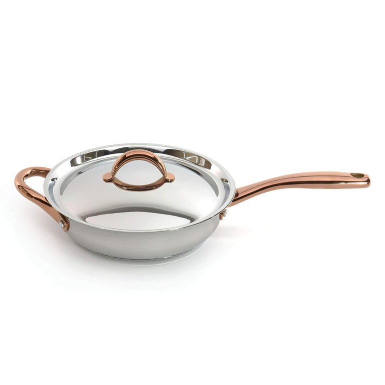 BergHOFF Ouro Gold 18/10 Stainless Steel 9.5" Covered Deep Skillet with Two Side Handles  & Stainless Steel Lid, 3.1 Qt - Stainless Steel