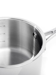 BergHOFF Professional Stainless Steel 10/18 Tri-Ply 3.3 Qt Saucepan with SS Lid, 8"