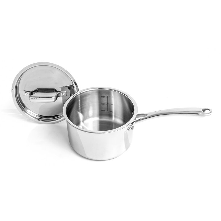 BergHOFF Professional Stainless Steel 10/18 Tri-Ply 3.3 Qt Saucepan with SS Lid, 8"