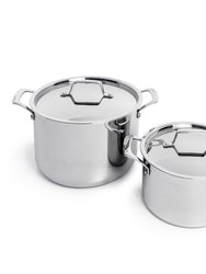 BergHoff Professional Stainless Steel 10/18 Tri-Ply 4Qt Stock Pot with SS Lid, 8"