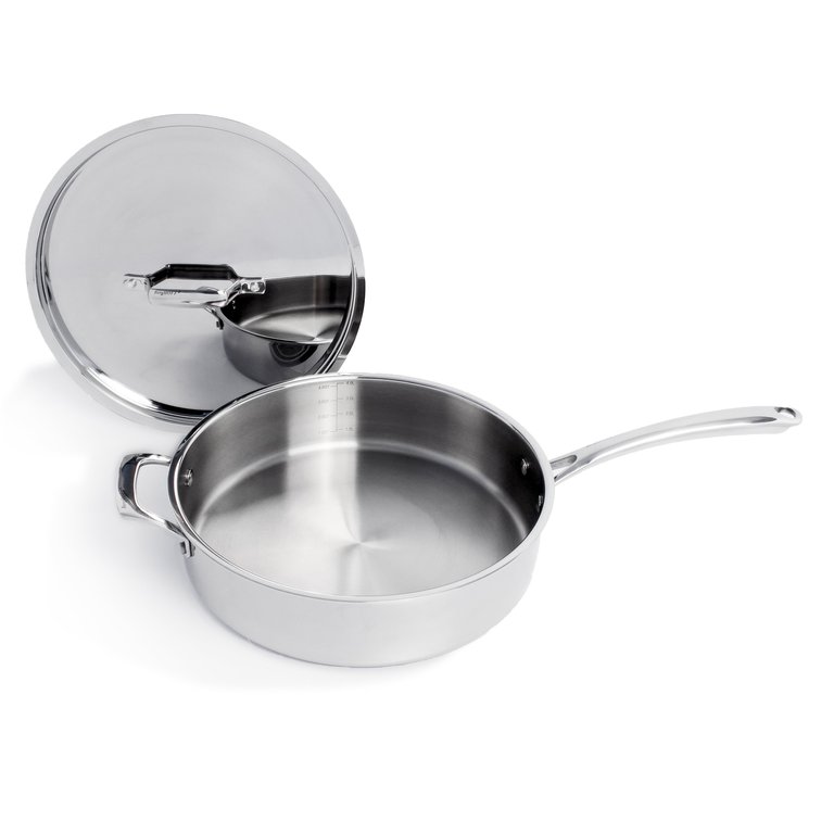 BergHOFF Professional Stainless Steel 10/18 Tri-Ply 5.2 Qt Saute Pan and SS Lid, 11"