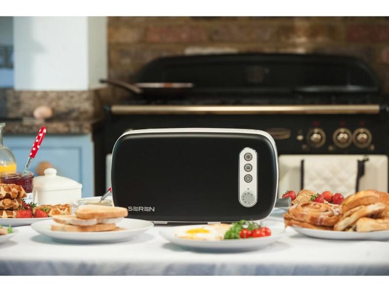 BergHOFF Seren Side Loading Toaster with Black Panel - Black
