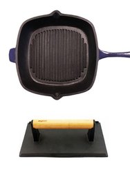 Cast Iron 18/10 Stainless Steel Grill Set 2pc - Purple