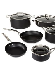 Essentials 10Pc Non-stick Hard Anodized Cookware Set With Glass Lid, Black