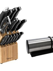 Essentials 15Pc Cutlery Set and Block Set with Sharpener