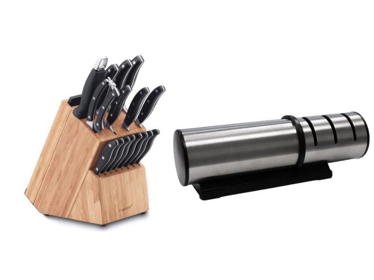 Essentials 20Pc SS Cutlery and Block Set with Sharpener