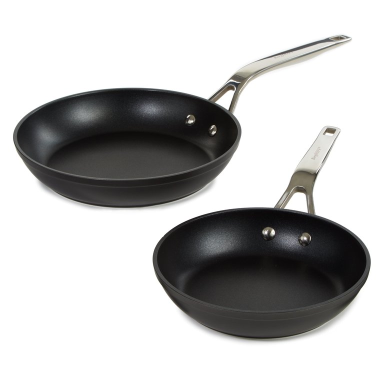 Essentials 2Pc Non-Stick Hard Anodized Fry Pan Set, Black