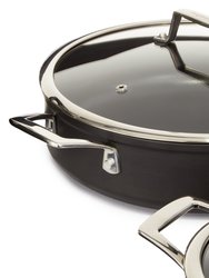 Essentials 4Pc Non-stick Hard Anodized Simmer Set With Glass Lids, Black