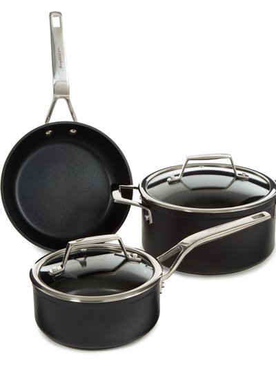 BergHOFF Essentials 5Pc Non-Stick Hard Anodized Cookware Set For Two With Glass Lid, Black product