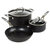 Essentials 5Pc Non-Stick Hard Anodized Cookware Starter Set With Glass Lid, Black