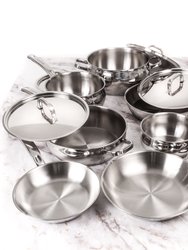 Essentials Belly Shape 12 Piece 18/10 Stainless Steel Cookware Set With SS Lids