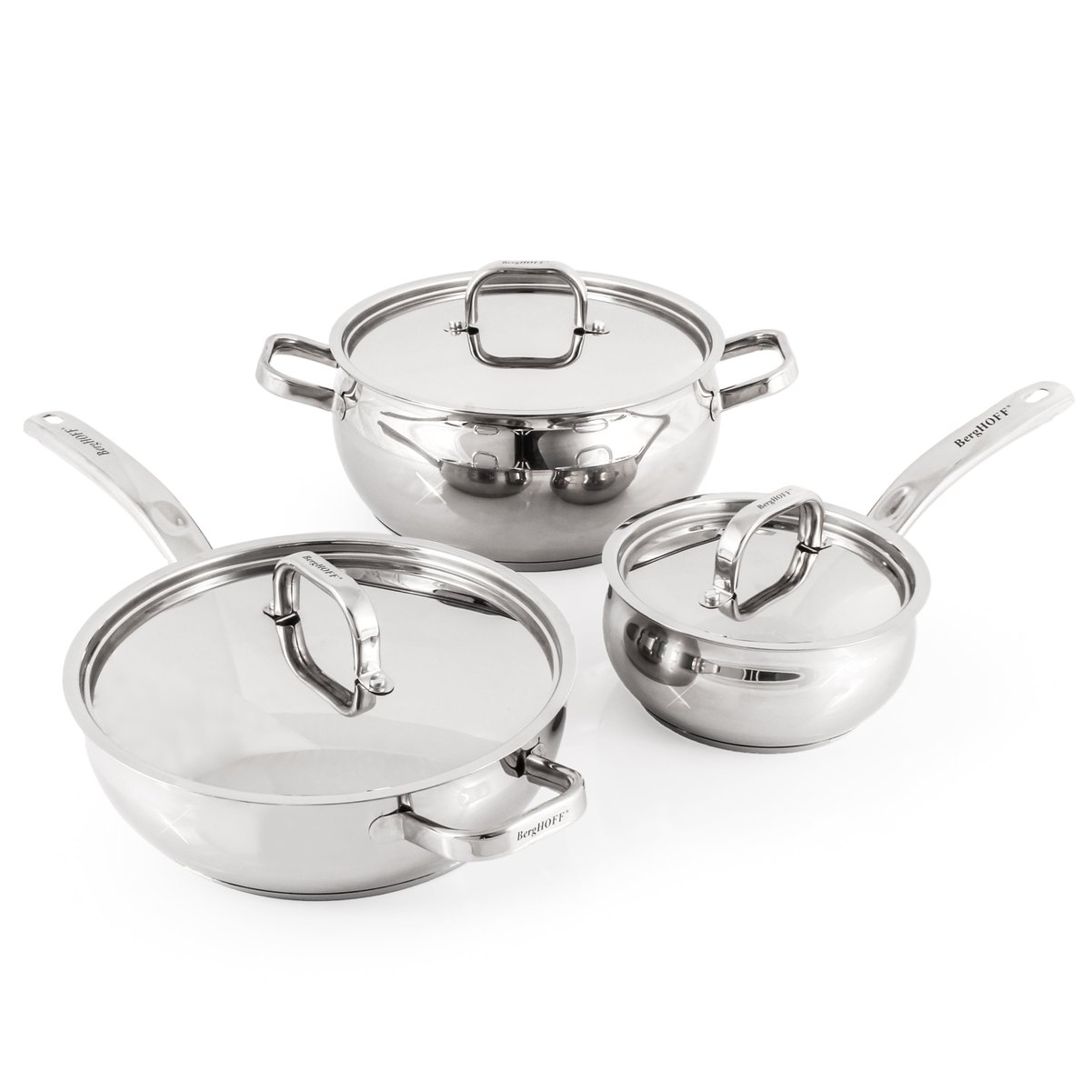 Berghoff Essential 12 Pieces Stainless Steel Cookware Set, Silver