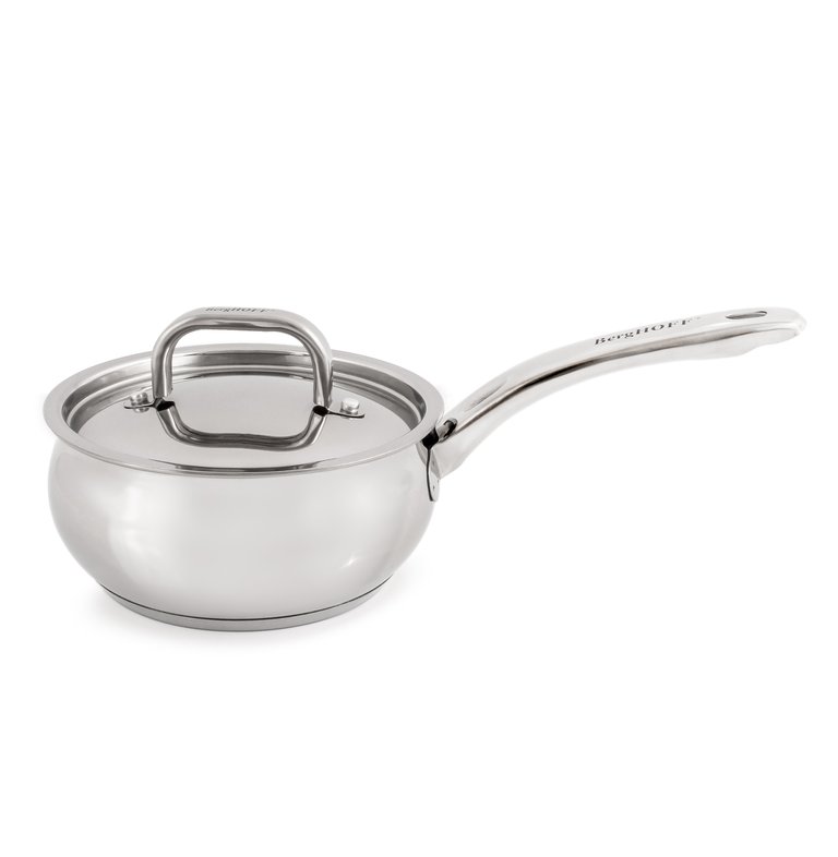 Essentials Belly Shape 18/10 Stainless Steel 6.25" Sauce Pan With Stainless Steel Lid 1.5Qt.