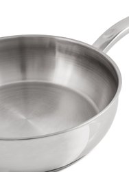 Essentials Belly Shape 18/10 Stainless Steel 9.5" Deep Skillet With Stainless Steel Lid 3.2Qt.