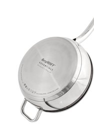 Essentials Belly Shape 18/10 Stainless Steel 9.5" Deep Skillet With Stainless Steel Lid 3.2Qt.