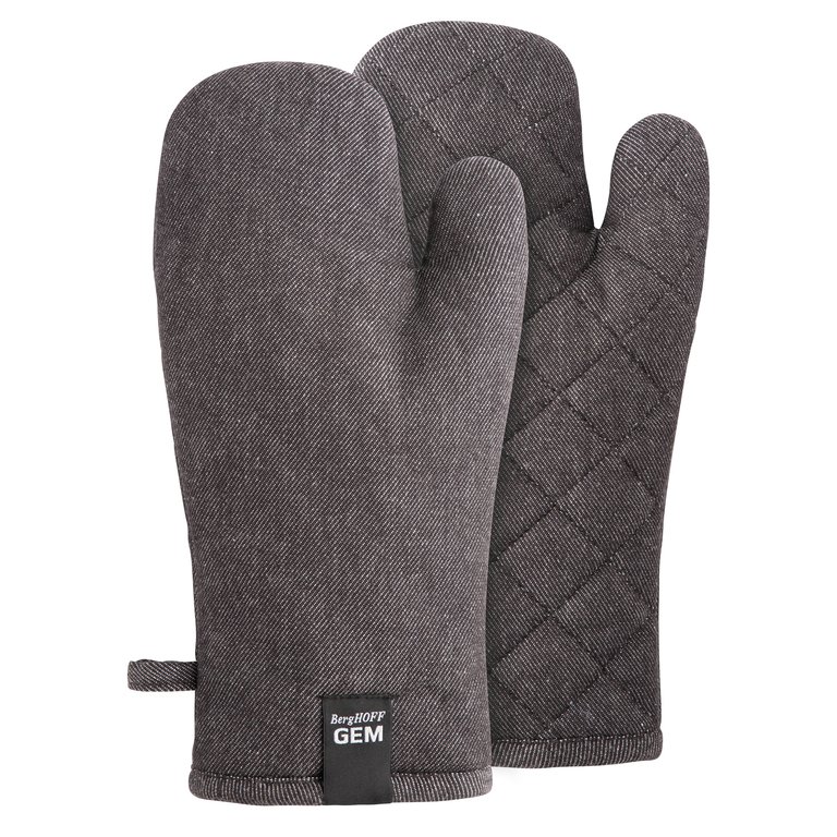 Gem 12.25" Cotton Oven Glove, Set Of 2 - Grey
