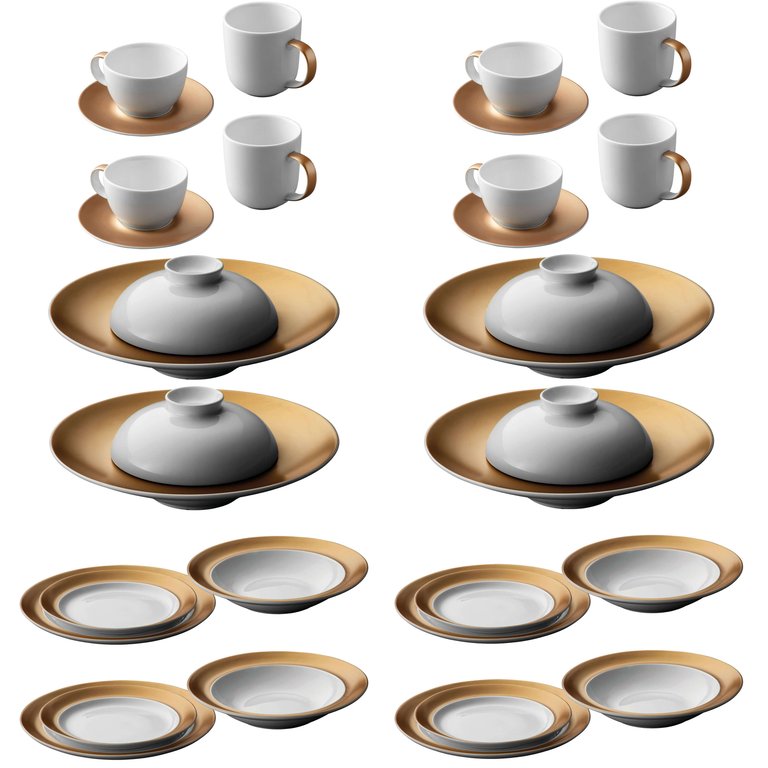 Gem 32pc Dinnerware Service for 4 - White/ Gold