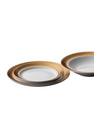 Gem 3pc Plate Set, 2 Plates & Bowl, White & Gold - White & Gold