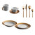 Gem 40 Piece Dinnerware & Flatware Set - White & Gold