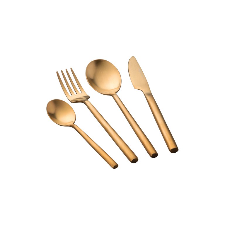 Gem 40 Piece Dinnerware & Flatware Set - White & Gold