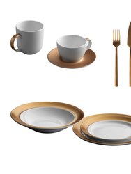 Gem 40 Piece Dinnerware & Flatware Set - White & Gold