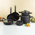 Leo 10 Pc Non-Stick Ceramic Cookware Set With Glass Lid, Black