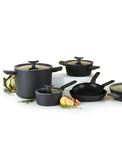 BergHOFF Leo 10Pc Non-Stick Ceramic Cookware Set With Glass Lid, Black product