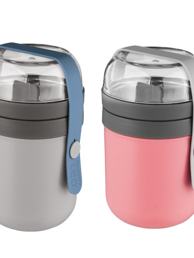 BergHOFF Leo 2 Pc Dual Lunch Box Kit - Pink & Grey and Blue & Grey product