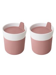 Leo 8.45oz Porcelain Travel Mug, Pink, Set of 2