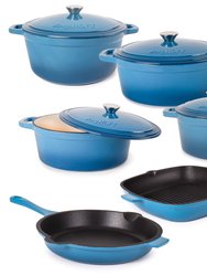 Neo 10Pc Cast Iron Cookware Set - Blue