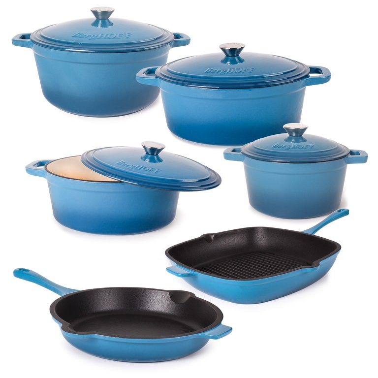 Neo 10Pc Cast Iron Cookware Set - Blue