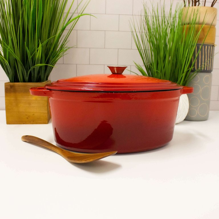 BergHOFF Neo 8 qt Cast Iron Oval Covered Casserole, Red