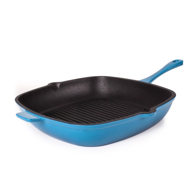 Neo 11" Cast Iron Square Grill Pan - Blue