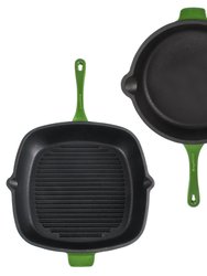 Neo 11" Cast Iron Square Grill Pan - Green