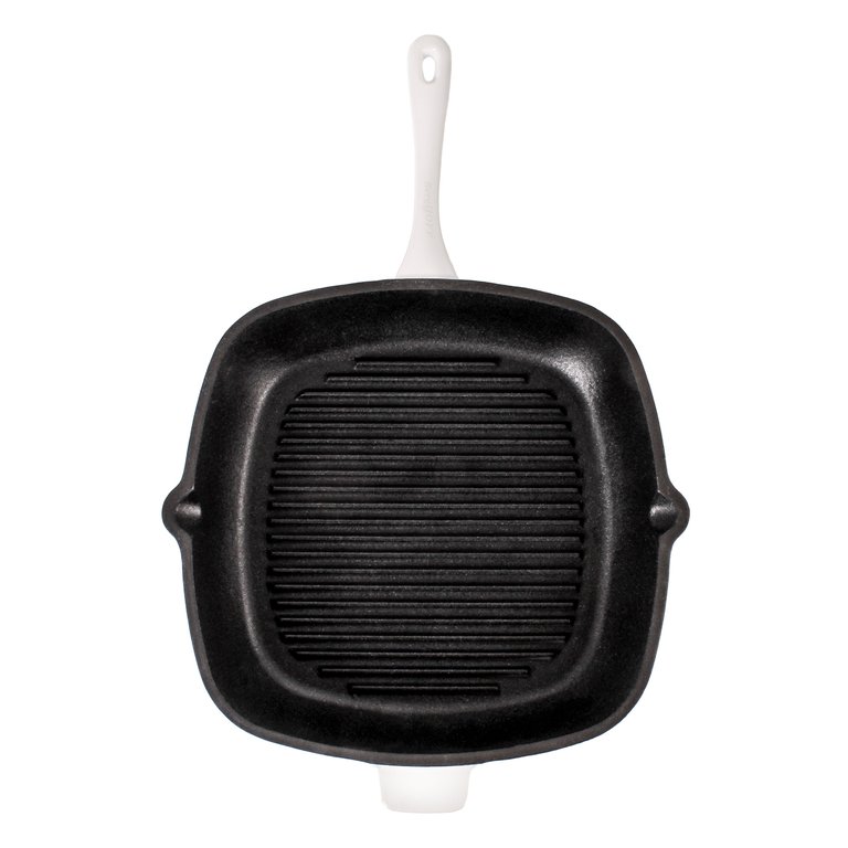 Neo 11" Cast Iron Square Grill Pan, White