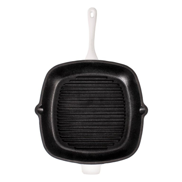 Neo 11" Cast Iron Square Grill Pan - White