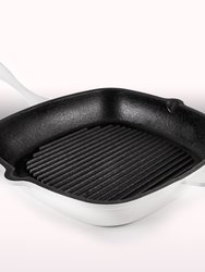 Neo 11" Cast Iron Square Grill Pan - White