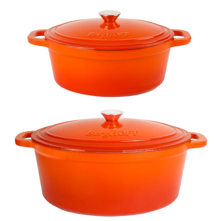 Neo 4pc Cast Iron Cookware Set, 5qt. & 8qt., Orange