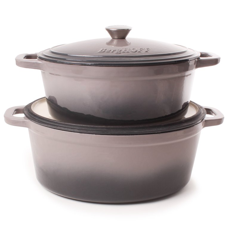 Neo 4pc Cast Iron Cookware Set, 5qt. & 8qt., Oyster