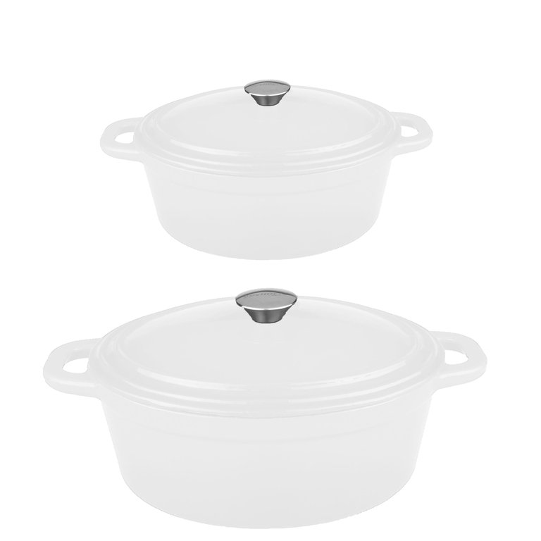 Neo 4Pc Cast Iron Cookware Set, 5qt. & 8qt., White