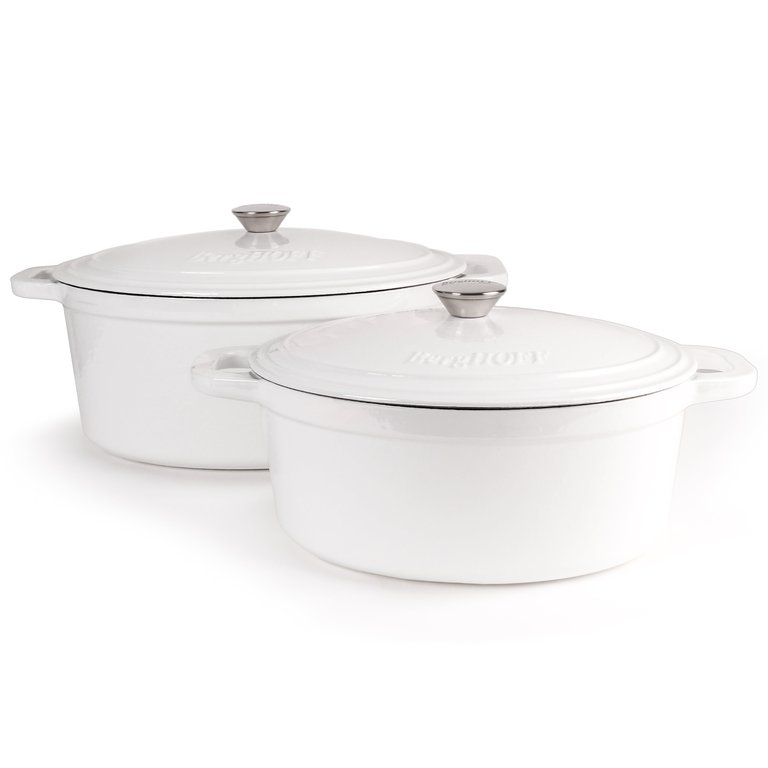 Neo 4Pc Cast Iron Cookware Set, 5qt. & 8qt., White